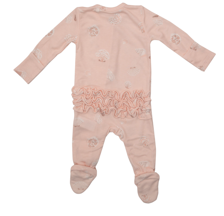 Two Way Ruffle Back Zipper Footie | Pretty Seashells