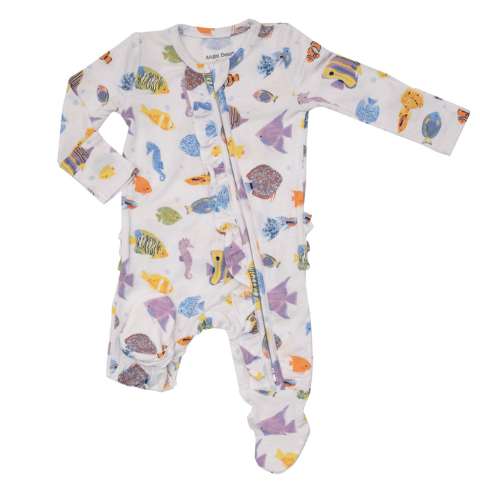 Two Way Ruffle Back Zipper Footie | Tropical Reef Fish