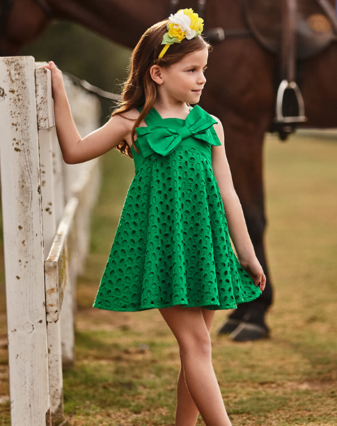 Eyelet Cotton Dress | Green | 3916