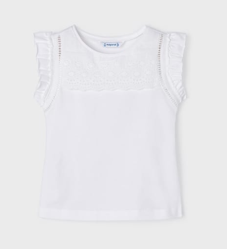Eyelet Sleeveless T-Shirt | White | 3074
