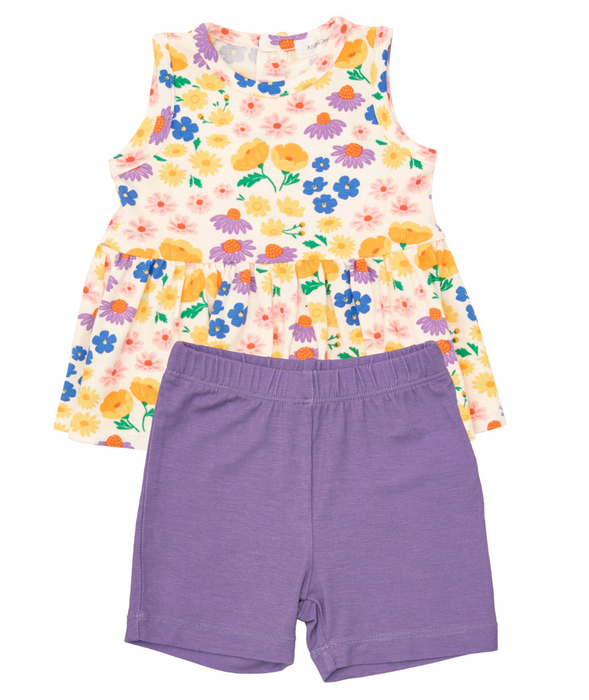 Peplum Tank & Biker Shorts | California Wildflowers