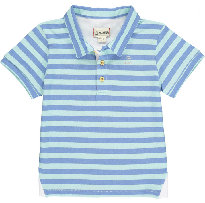 Starboard Short Sleeve Polo | Royal/Aqua Stripe