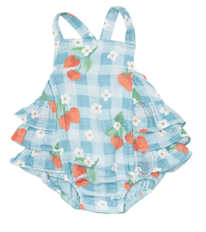 Ruffle Sunsuit | Strawberry Gingham