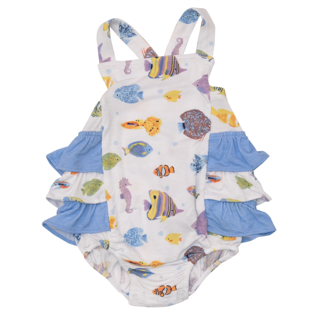Ruffle Sunsuit | Tropical Reef Fish