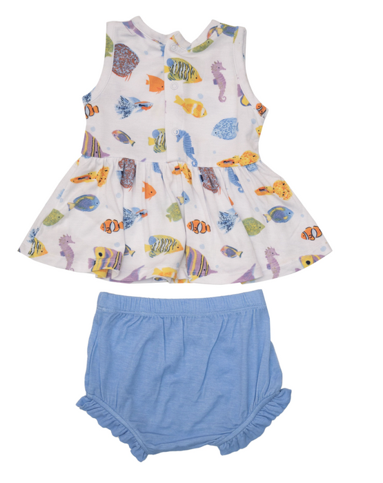 Peplum Tank & High Waist Bloomers | Tropical Reef Fish