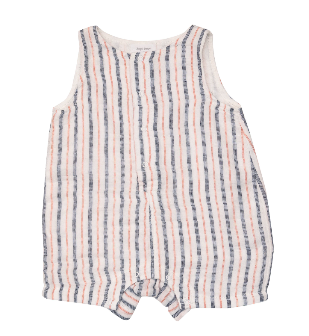 Shortie Romper | Nautical Ticking Stripe