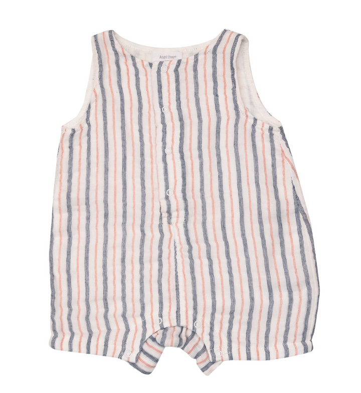 Shortie Romper | Nautical Ticking Stripe