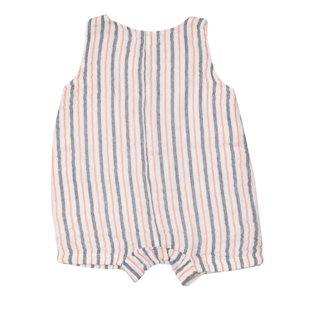 Shortie Romper | Nautical Ticking Stripe