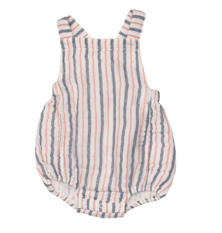 Ruffle Sunsuit | Nautical Ticking Stripe