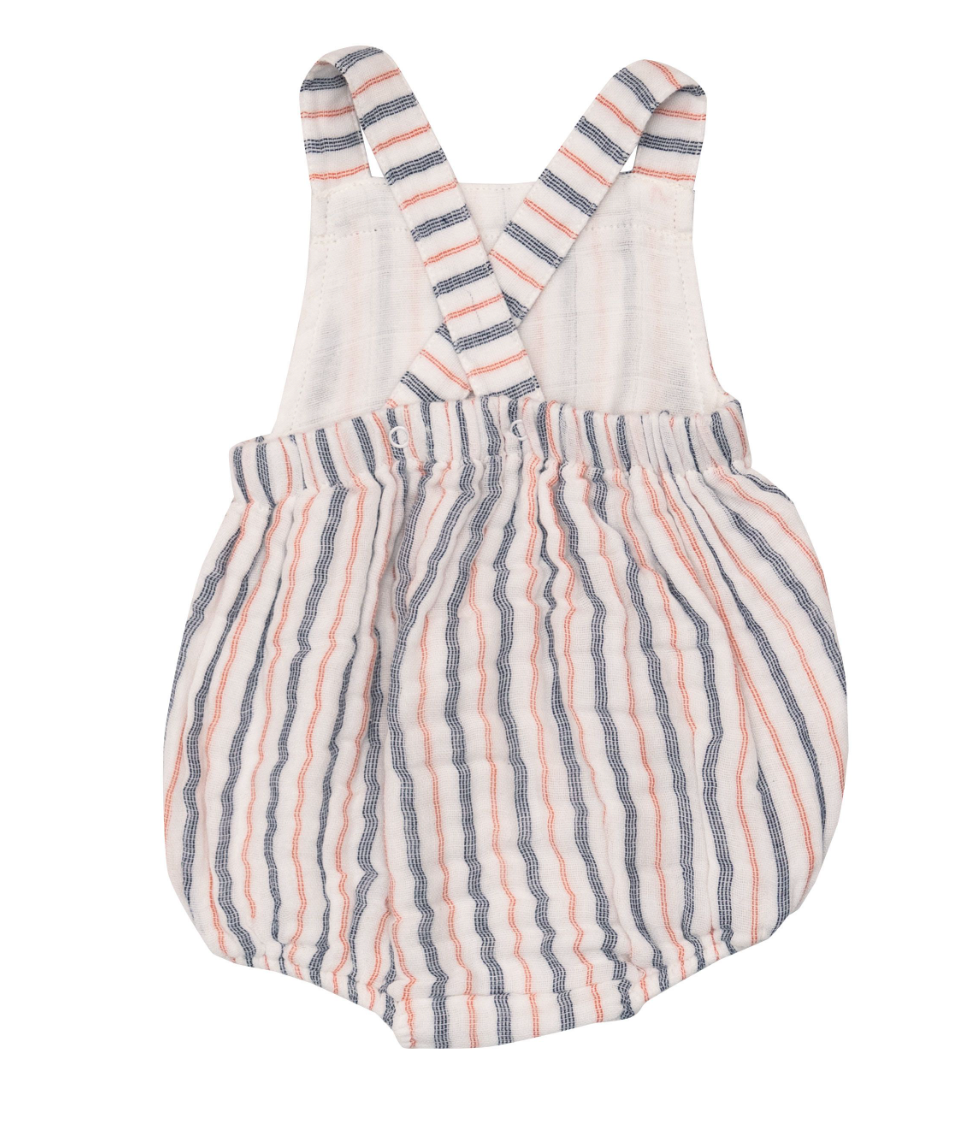 Ruffle Sunsuit | Nautical Ticking Stripe
