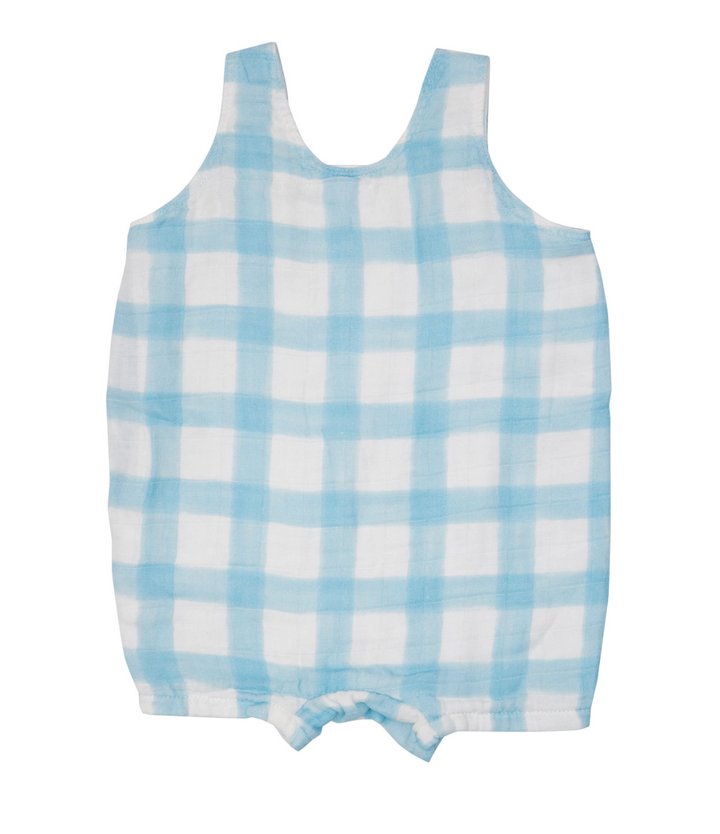 Shortie Romper | Painted Gingham Blue