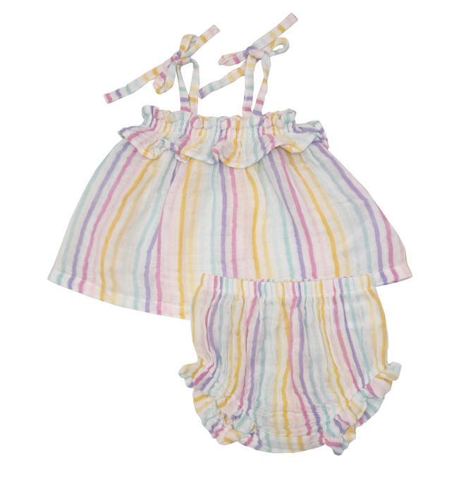 Ruffle Top & Bloomers | Rainbow Stripe