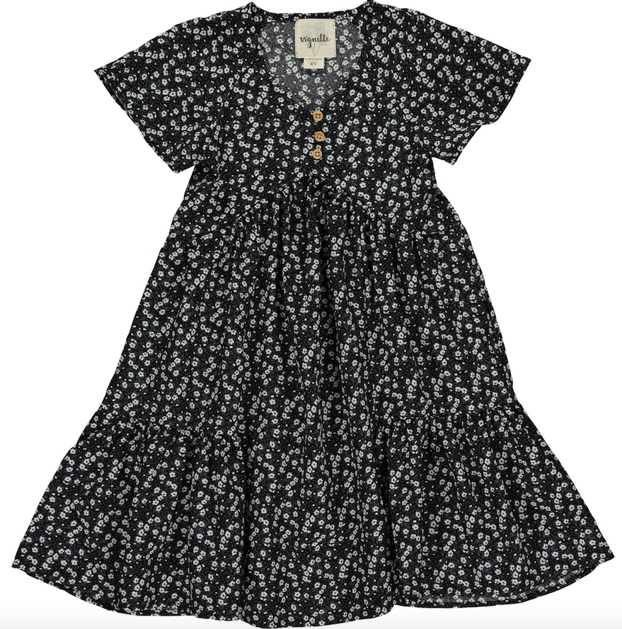 Wanda Dress | Black Ditsy Floral