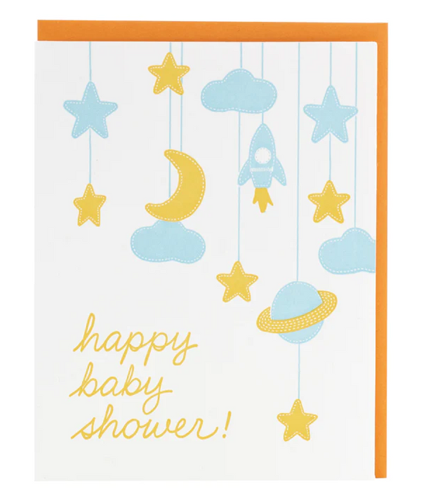 Space Mobile Baby Card