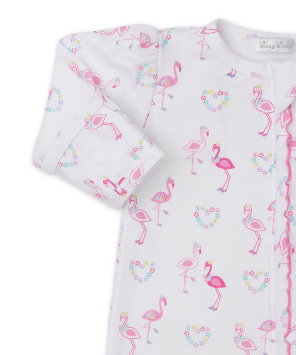 Flowers and Flamingo Footie with Zipper