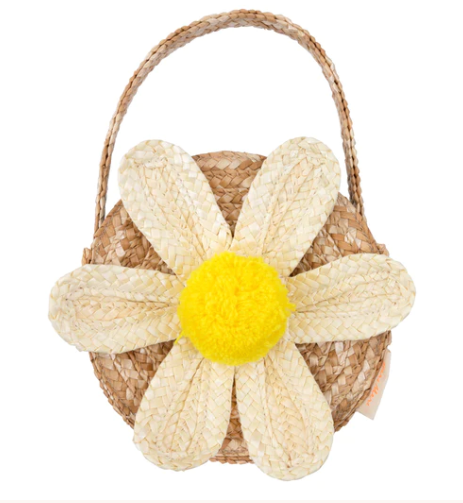 White Daisy Straw Bag