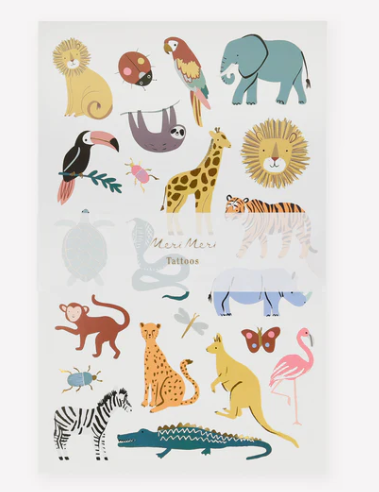 Wild Animals Tattoo Sheet