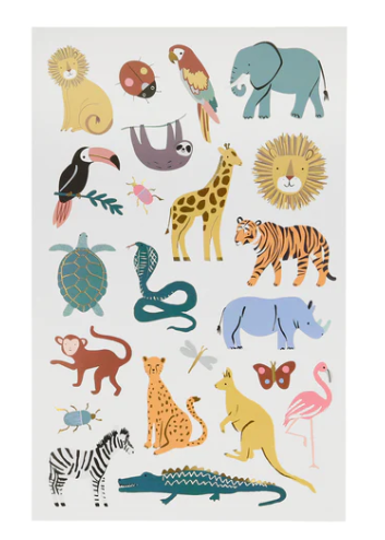 Wild Animals Tattoo Sheet