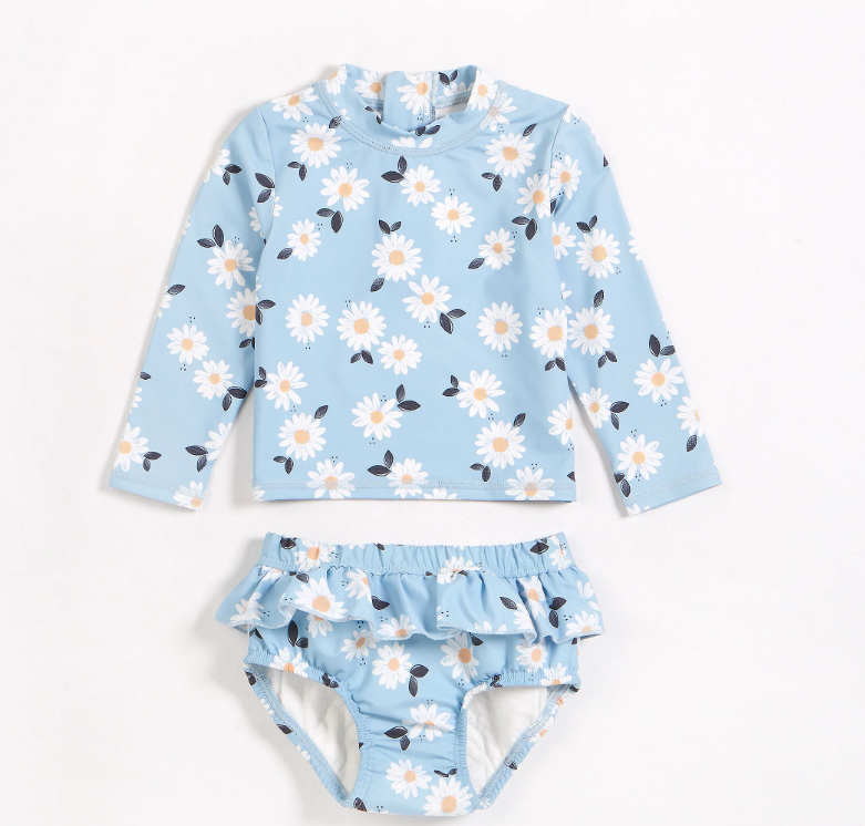 Daisy Baby Rashguard Set | Dusty Blue