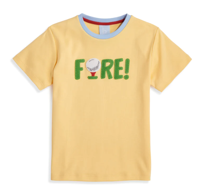 Applique Pima Tee | Yellow w/Fore