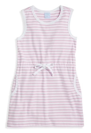 Cinched Waist Dress | Lavender/White Stripe