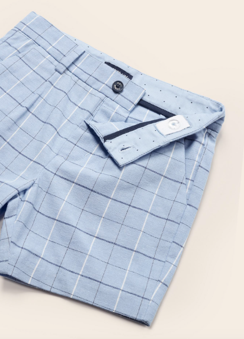 Linen Dressy Baby Shorts | Blue Plaid | 1284