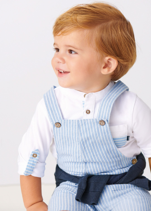 Stripe Linen Overall | Sky Blue | 1634