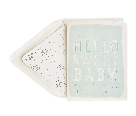 Hello Sweet Baby Card | Blue