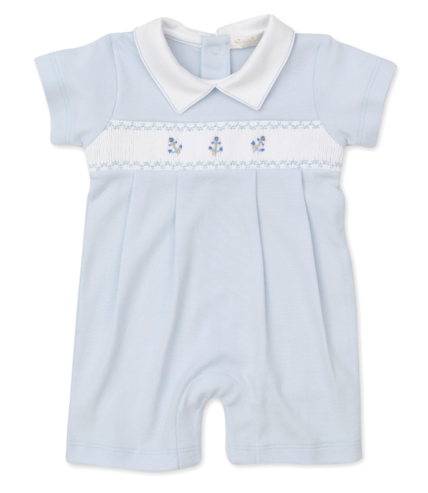 CLB Summer Medley 23 Lt Blue Short Playsuit w/Anchor Hand Smocking