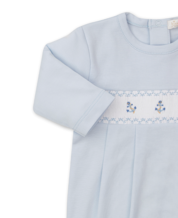 CLB Summer Medley 23 Lt Blue Footie w/Anchor Hand Smocking