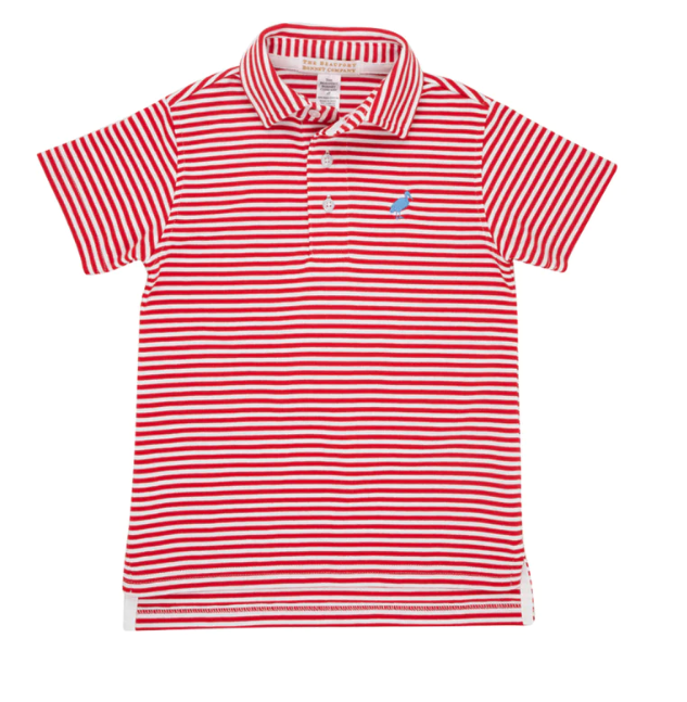 Prim and Proper Polo | Richmond Red Stripe w/Barbados Blue Stork