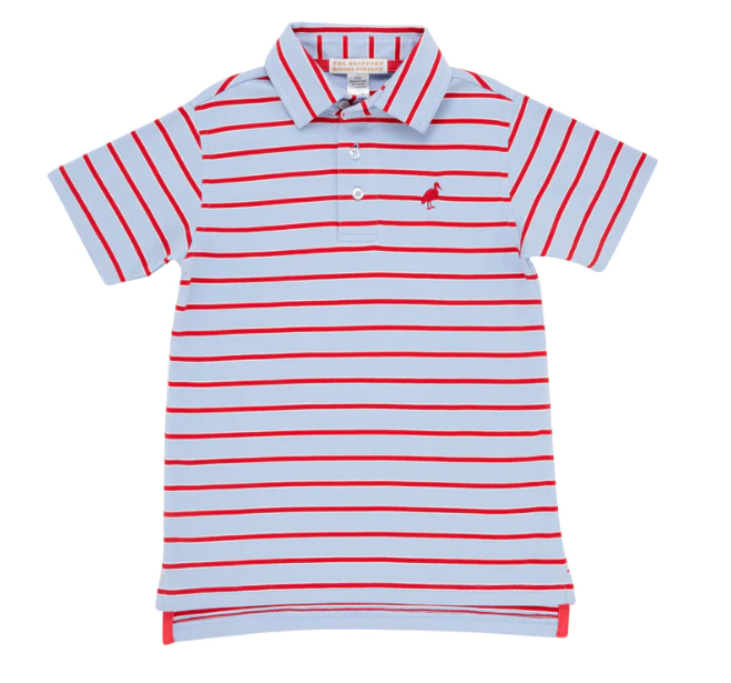 Prim and Proper Polo | Broward Blue Stripe w/Richmond Red Stork