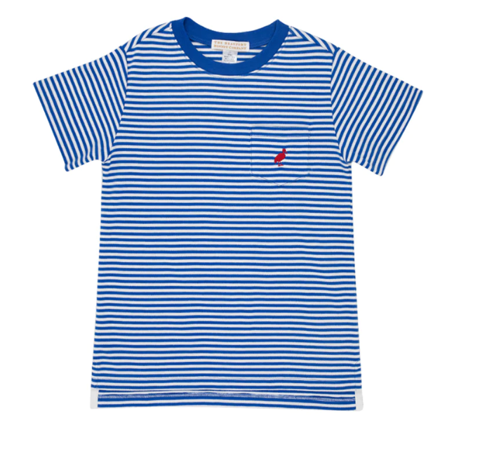 Carter Crewneck | Rockefeller Royal Stripe w/Richmond Red Stork