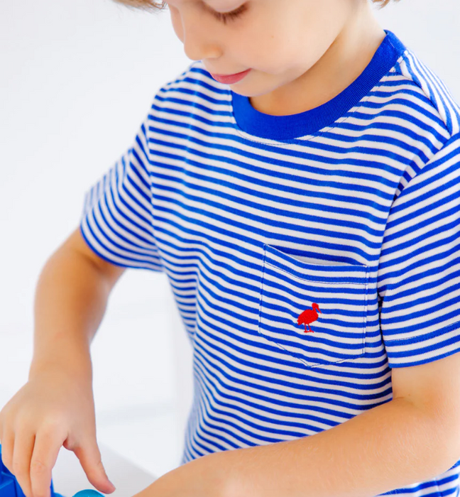 Carter Crewneck | Rockefeller Royal Stripe w/Richmond Red Stork