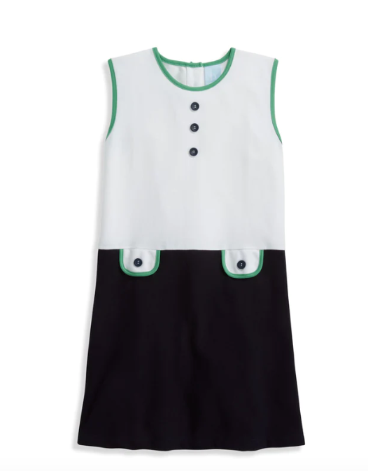 Kaki Pique Sundress | White w/Navy