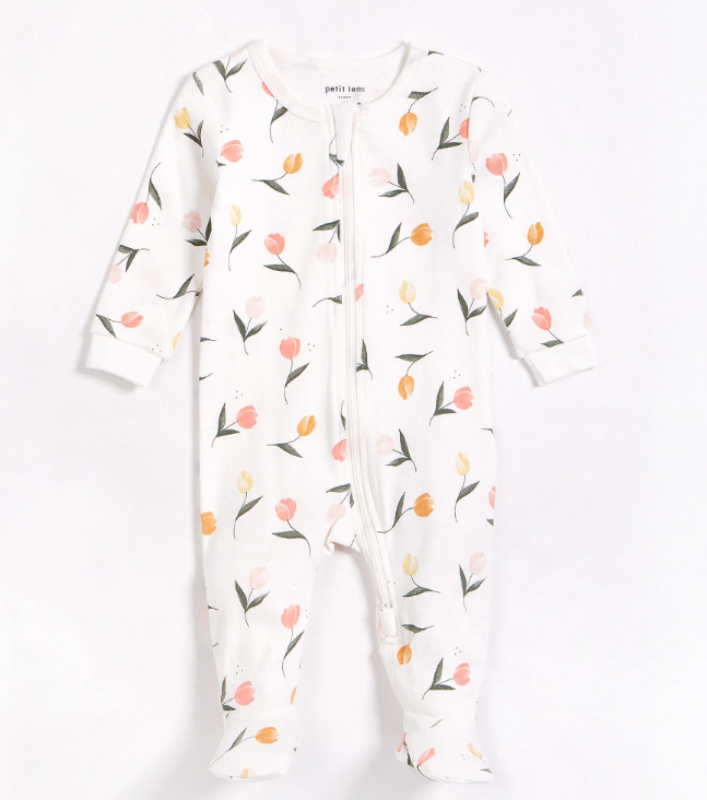 Tulips Print Sleeper | Ivory
