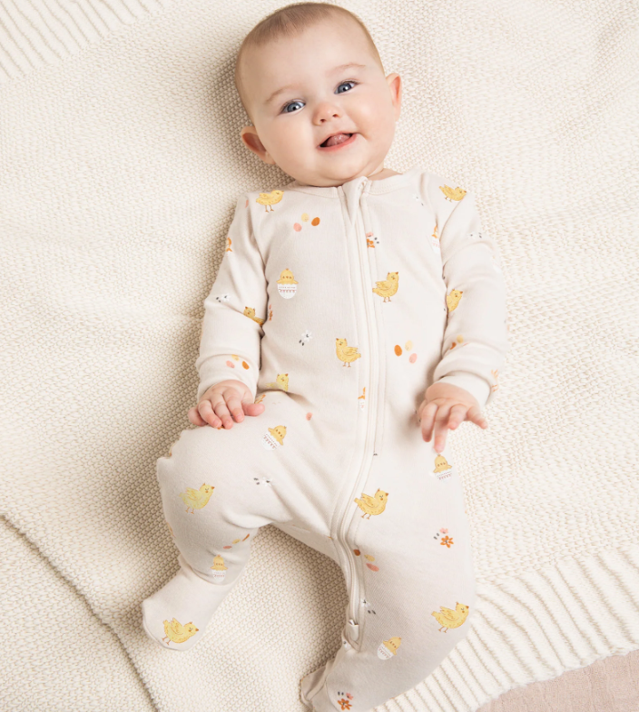 Easter Chicks Print Sleeper | Beige