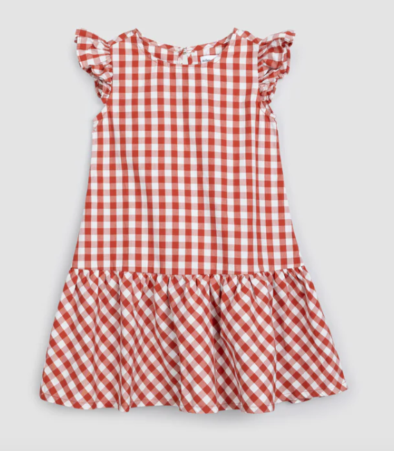 Girls Sleeveless Dress | Brick Gingham
