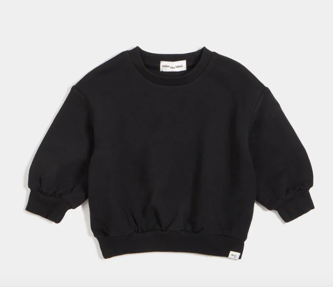 Miles Basics Girls Sweatshirt | Pure Black