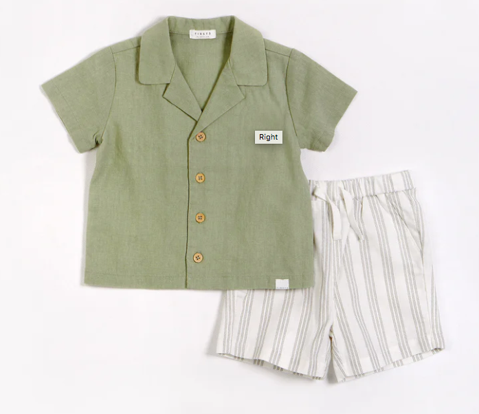 Boys' Shirt/Short Set | Sage Green
