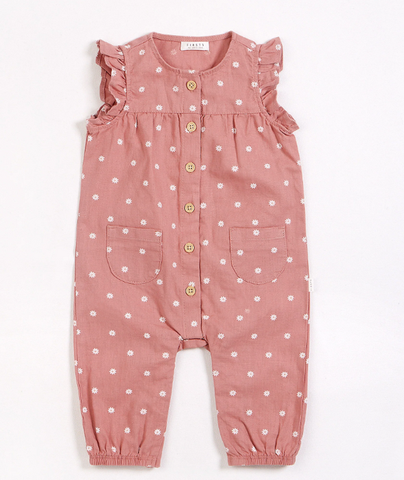 Daisy Sleeveless Woven Playsuit | Pink Sunset