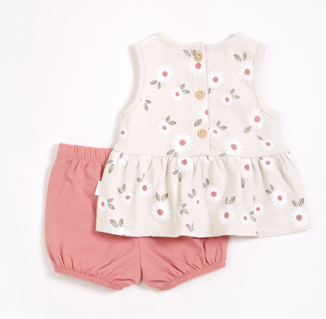 Daisy Peplum Top/Bloomer Set | Beige