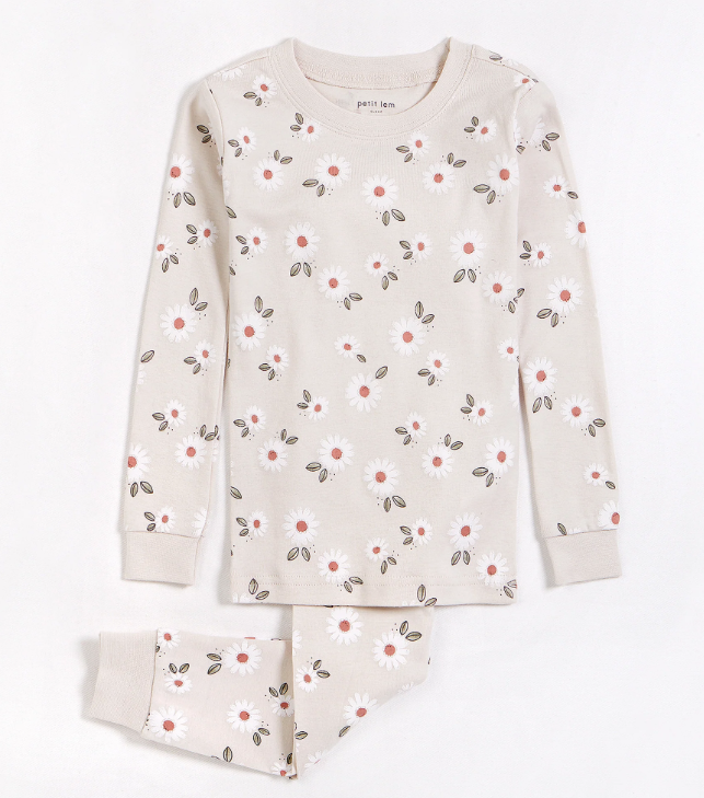 Daisy Print 2 Piece PJ Set | Beige