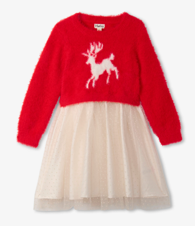 Holideer Mixed Media Dress | Chex Red