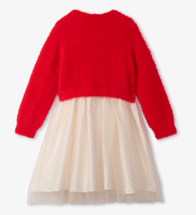 Holideer Mixed Media Dress | Chex Red