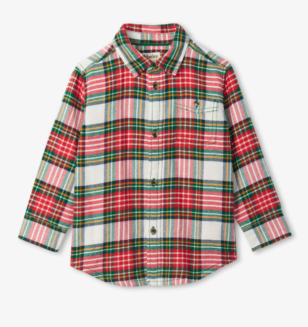 Festive Plaid Button Down Shirt