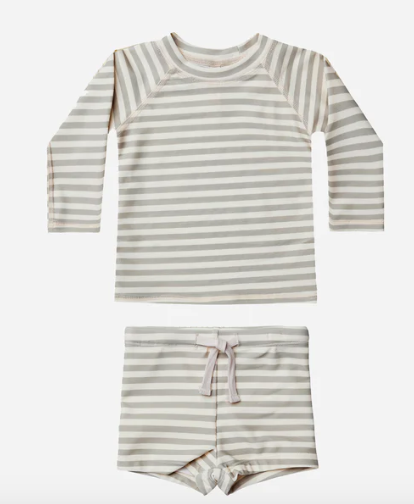 Boys Rashguard Short Set | Pistachio Stripe