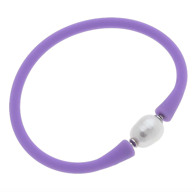 Bali Freshwater Pearl Silicone Bracelet | Lavender