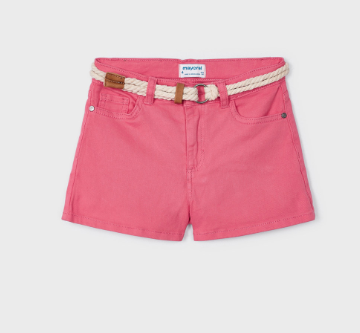 Belted Twill Shorts | Peony | 234