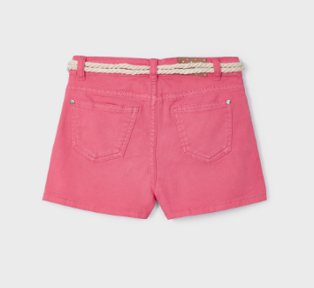 Belted Twill Shorts | Peony | 234